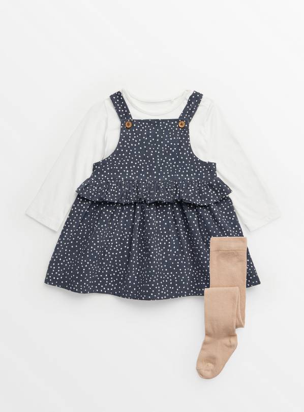 Buy Grey Polka Dot Corduroy Pinafore Dress Bodysuit Set 12 18 months Bodysuits Tu